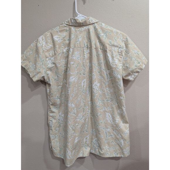 Cream colored printed cotton short sleeve button up outdoor top Noble Outfitters - Picture 7 of 11